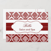 Red Damask Business Danke Cards (Vorne/Hinten)