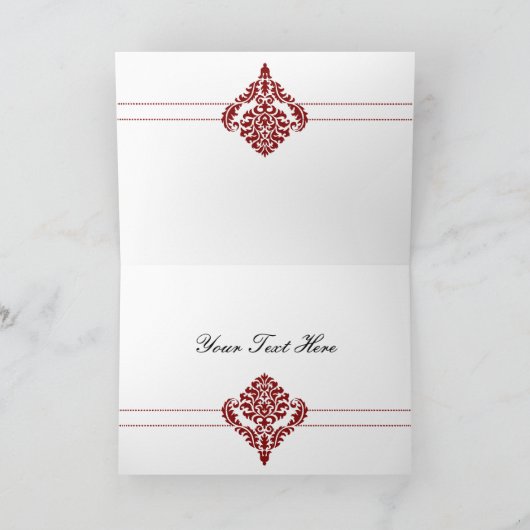 Red Damask Business Danke Cards (Innenseite)