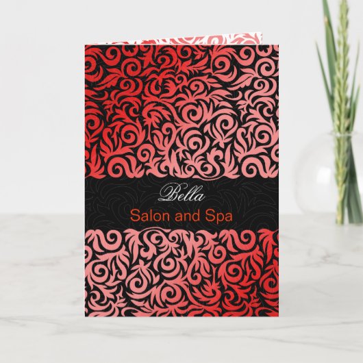 Red Damask Business Danke Cards (Vorderseite)