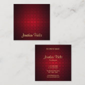 Red Damask Calligraphy Script Name Template Elite Quadratische Visitenkarte (Vorne/Hinten)