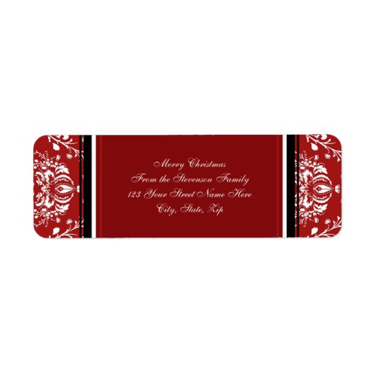 Red Damask Christmas Address Labels (Vorne)