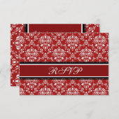 Red Damask Christmas RSVP Cards (Vorne/Hinten)
