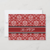 Red Damask Christmas RSVP Cards Karte (Vorderseite)