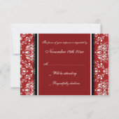 Red Damask Christmas RSVP Cards Karte (Rückseite)