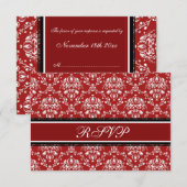 Red Damask Christmas RSVP Cards Karte (Vorne/Hinten)