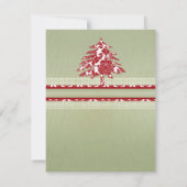 Red Damask Christmas Wood Grain Tree Einladung (Rückseite)