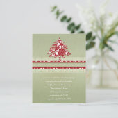 Red Damask Christmas Wood Grain Tree Einladung (Stehend Vorderseite)