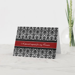 Red Damask Cousin Trauzeugin Einladung
