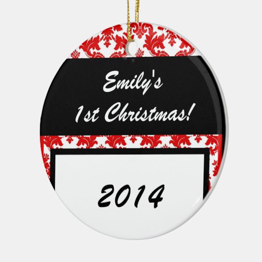 Red Damask Crimson Lace Personalisierter Name Orna Keramikornament (Links)