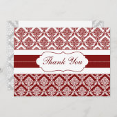 Red Damask DankeYouCards Einladung (Vorne/Hinten)