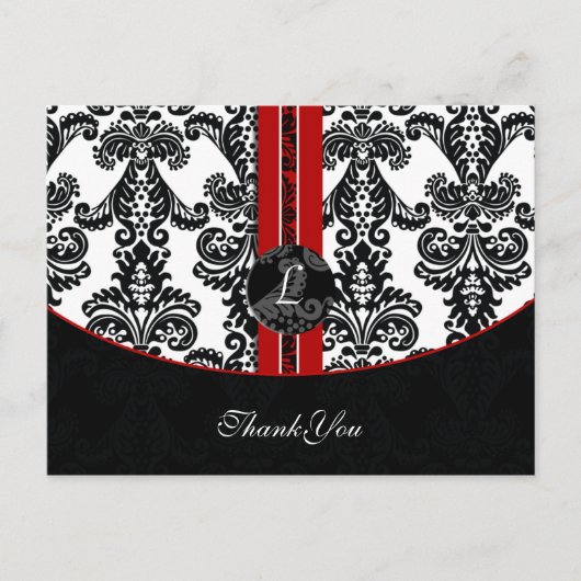 Red Damask DankeYouCards Postkarte (Vorderseite)