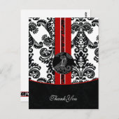 Red Damask DankeYouCards Postkarte (Vorne/Hinten)