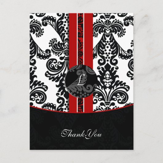 Red Damask DankeYouCards Postkarte (Vorderseite)