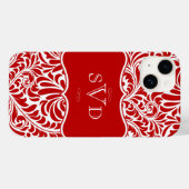Red Damask Design Monogramme Custom Case Mate iPho (Rückseite (Horizontal))