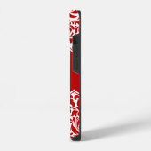 Red Damask Design Monogramme Custom Case Mate iPho iPhone Hülle (Linke Seite)