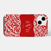 Red Damask Design Monogramme Custom Case Mate iPho iPhone Hülle (Rückseite (Horizontal))
