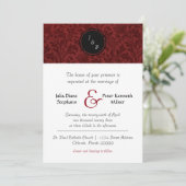 Red Damask - Einladung zur Hochzeit (Stehend Vorderseite)