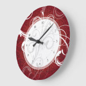 Red Damask Elegante Wirbel Große Wanduhr (Winkel)