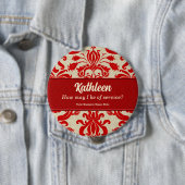 Red Damask Employee name for Business Button (Beispiel)