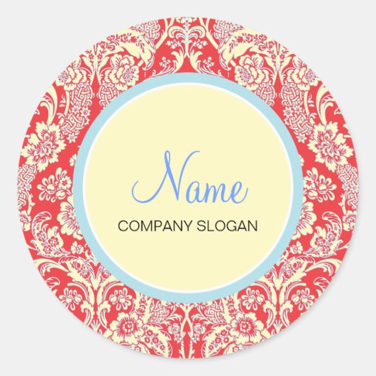 Red Damask Envelope | Merchandise Siegel Runder Aufkleber (Vorderseite)