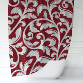 Red Damask Floral Vine Duschvorhang