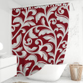 Red Damask Floral Vine Duschvorhang