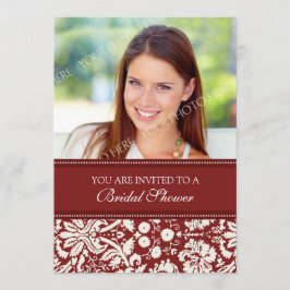 Red Damask Foto Bridal Dusche Einladungskarte Einladung