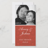 Red Damask Foto Card Save The Date (Vorderseite)
