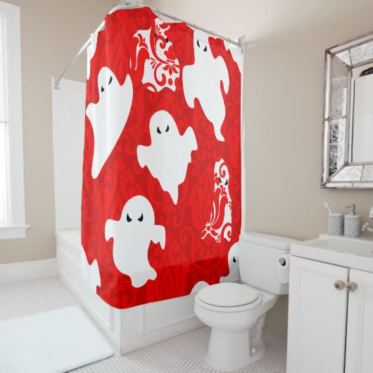 red damask ghost halloween paranormal apparition duschvorhang (Beispiel)