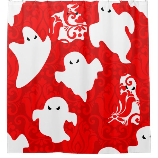 red damask ghost halloween paranormal apparition duschvorhang (Vorderseite)
