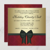 Red Damask Gold Black Krawatte Corporate Party Einladung (Vorne/Hinten)