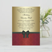Red Damask Gold Black Krawatte Corporate Party Einladung (Stehend Vorderseite)
