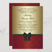Red Damask Gold Black Krawatte Corporate Party Einladung (Vorne/Hinten)