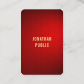 Red Damask Gold Text Template Beruflich elegant Visitenkarte (Vorderseite)