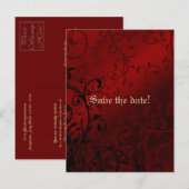 Red Damask Gothic Bridal Dusche Einladung (Vorne/Hinten)