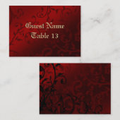 Red Damask Gothic Empfang Guest Platzkarte (Vorne/Hinten)