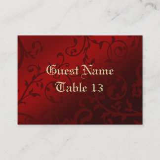 Red Damask Gothic Empfang Guest Platzkarte