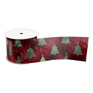 Red Damask Green Metalliday Weihnachten Satinband