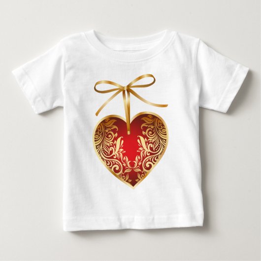 Red Damask Heart Baby T-shirt (Vorderseite)