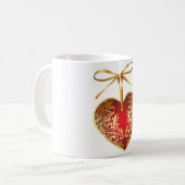 Red Damask Heart Kaffeetasse (Vorderseite Links)
