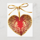 Red Damask Heart Postkarte (Vorderseite)