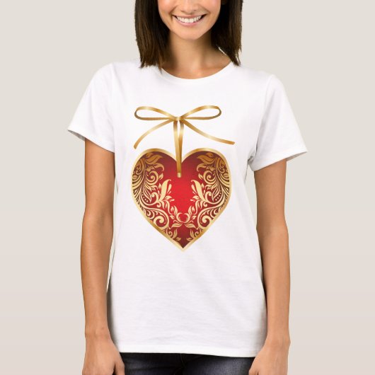 Red Damask Heart T-Shirt (Vorderseite)