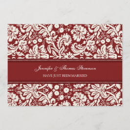 Red Damask Just Married Announcards Ankündigung