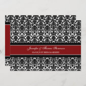 Red Damask Just Married Announcards Ankündigung (Vorne/Hinten)