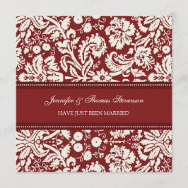 Red Damask Just Married Announcards Ankündigung