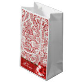 Red Damask Kleine Geschenktüte (Rückseite Schrägansicht)