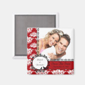 Red Damask Love Birds Foto Speichern das Date Magn Magnet (Vorderseite/Rückseite)