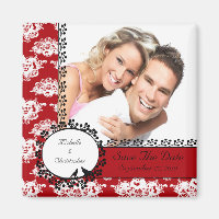 Red Damask Love Birds Foto Speichern das Date Magn