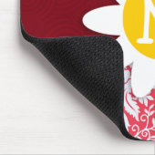 Red Damask Muster; Daisy Mousepad (Ecke)