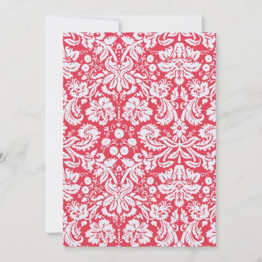 Red Damask Pattern; Vintage Chalkboard Einladung (Rückseite)